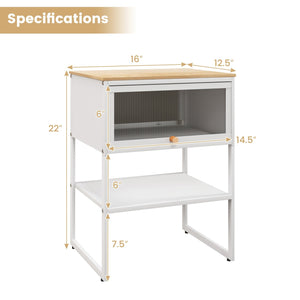 Nightstand with Flip up Door Storage Shelf-White view 5