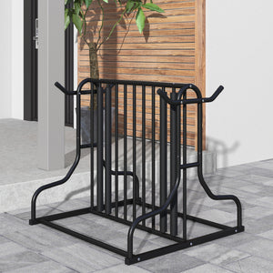 Soozier All-Steel Bike Rack, 35" Bike Stand, 4-Bike Capacity, Dual-Side, for Garages Streets Yards Schools
