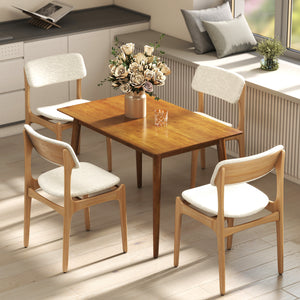 47" x 30" Dining Table, Farmhouse Dining Room Table with Pine Wood Frame, Space Saving Kitchen Table, Brown