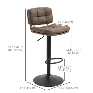 Bar Stools Set of 2, Swivel Counter Height Barstools with Adjustable Height, Back and Footrest, PU Leather Bar Chairs