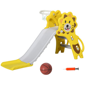 Qaba 3 in 1 Slide for Toddlers, Kids Slide Playset with Basketball Hoop, Climber, for 18-36 Months