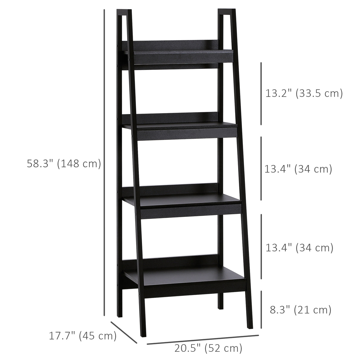 Set of 2, 4 Tier Ladder Shelf Bookcase, Multi-Use Display Rack, Storage Shelving Unit Display Stand – view 2