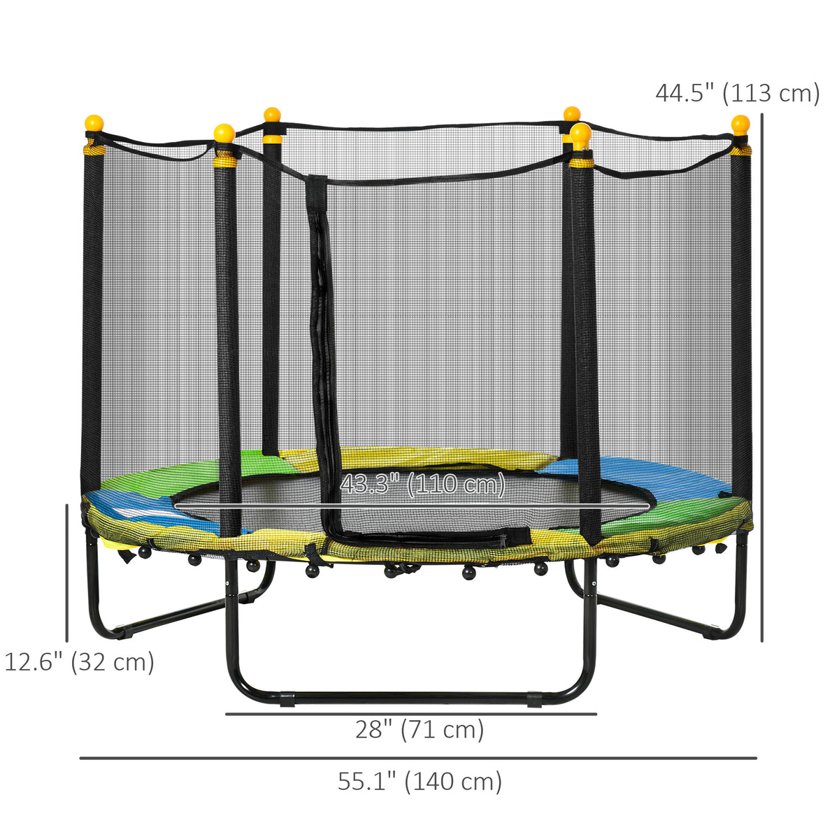 Qaba 4.6FT Trampoline for Kids with Enclosure Net for Ages 3-6, Indoor Outdoor Use