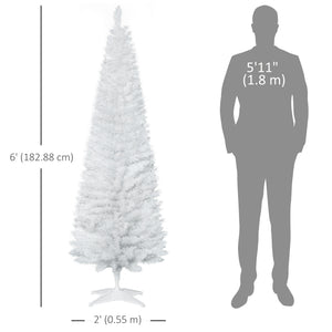 6 FT Christmas Tree Classic Tree Holiday Indoor Decoration, with Stable Plastic Base, White
