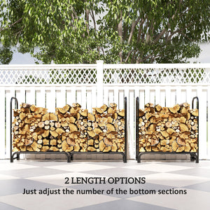 6ft Outdoor Firewood Rack with Cover, Adjustable Wood Storage Holder – view 6
