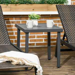 Outdoor Side Table, Patio End Table with Umbrella Hole, Small Coffee Table with Steel Frame for Balcony – view 14