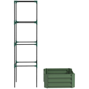 Galvanized Planter Box, Outdoor Raised Garden Bed with 3-Tier Trellis Tomato Cage for Climbing Vines – view 22