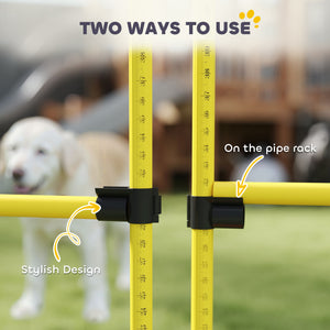Dog Agility Training Equipment, 4 PCS Obstacle Course with Height Adjustable Jump Hurdle and Bag, Yellow