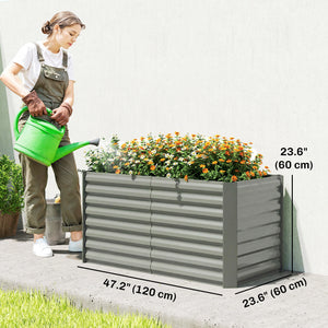 Set of 2 Galvanized Metal Planters for Outdoor Plants, 4' x 2' x 2' Raised Garden Bed, Dark Grey – view 16