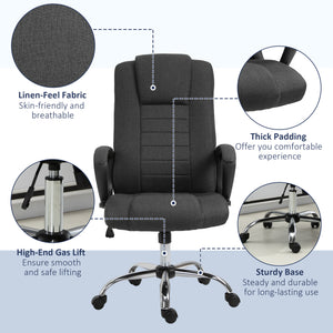 High Back Office Chair, Height Adjustable Computer Desk Chair with Swivel Wheels and Tilt Function, Charcoal Grey