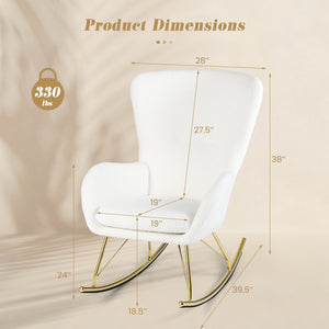 Nursery Rocking Chair with Curved Backrest and Armrests-White view 5