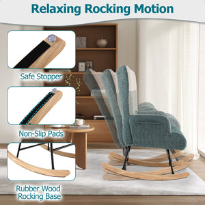 Nursery Rocking Chair with Ergonomic Armrests and High Backrest view 6
