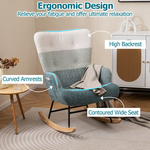 Nursery Rocking Chair with Ergonomic Armrests and High Backrest view 8