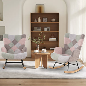 Nursery Rocking Chair with Ergonomic Armrests and High Backrest for Living Room view 3