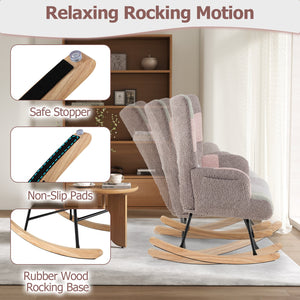 Nursery Rocking Chair with Ergonomic Armrests and High Backrest for Living Room view 7