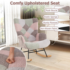 Nursery Rocking Chair with Ergonomic Armrests and High Backrest for Living Room view 8