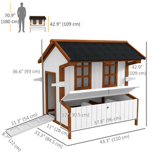 47" Chicken Coop Wooden Chicken House Rabbit Hutch Raised Poultry Cage Portable Hen Pen Backyard