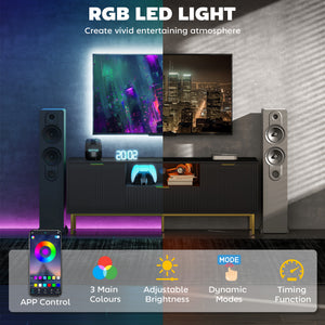 Modern TV Console for TVs up to 60 Inch, Entertainment Center with Smart RGB LED Lights and Soft Close – view 3