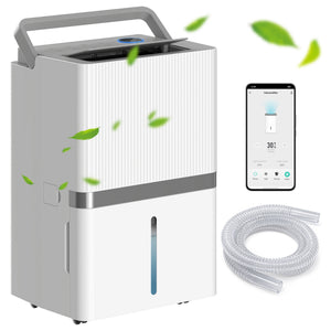 100 Pint Smart Dehumidifier, 5,200 Sq. Ft., WiFi Large Dehumidifier with App, Alexa, Google Voice Control, Drain Hose