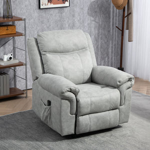 Manual Recliner Chair with Vibration Massage, Side Pockets, Microfibre Reclining Chair for Living Room, Grey