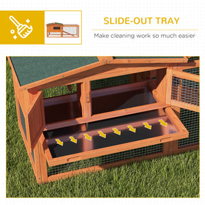 Wooden Rabbit Hutch Guinea Pig House with Removable Tray, Openable Roof, Trough, Run for Tortoises and Ferrets, Grey