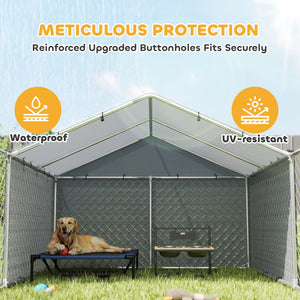 Galvanized Steel Dog Kennel Outdoor with Waterproof & UV-Resistant Cover for Large Dogs, 13.1' x 7.5' x 7.5' – view 11