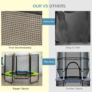 Qaba 4.6FT Trampoline for Kids with Enclosure Net for Ages 3-6, Indoor Outdoor Use