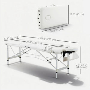 85" 3 Section Foldable Massage Table Professional Salon SPA Facial Couch Bed (Black/Orange)
