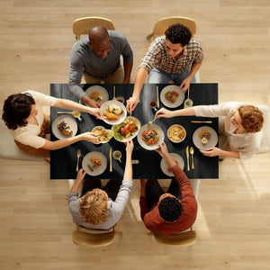 55" Extendable Dining Table for 4-6, Kitchen Table with Steel Slides and Felt Pads for Small Spaces, Black – view 6