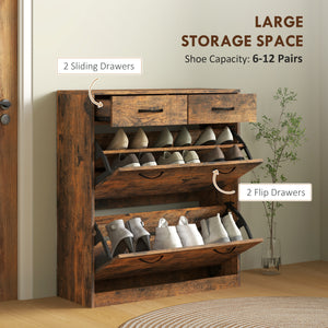 Narrow Shoe Storage with 2 Flip Drawers and Adjustable Shelves Shoe Cabinet Organizer for 12 Pairs of – view 10