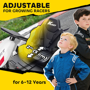 Qaba 24V Electric Go Kart with Dual 150W Motors, Adjustable Seat & 11.2MPH High Speed, Slow Start, 5-Point Harness
