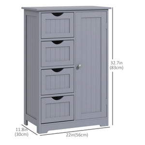 Bathroom Storage Cabinet, Floor Cabinet with Adjustable Shelf and 4 Drawers, Side Cabinet for Washroom – view 23