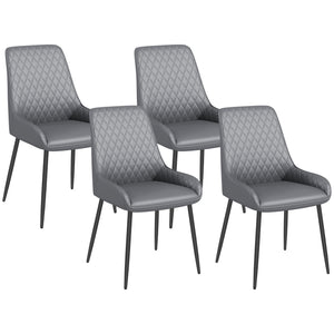 Upholstered Kitchen Chairs, Modern Dining Chairs Set of 2 with Diamond Tufting and Steel Legs for Dining – view 3