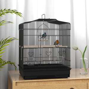 23" Bird Cage, Finches Canaries, Parrot Cage with Doors Perches, 2 Feeder Pet Supplies, Black