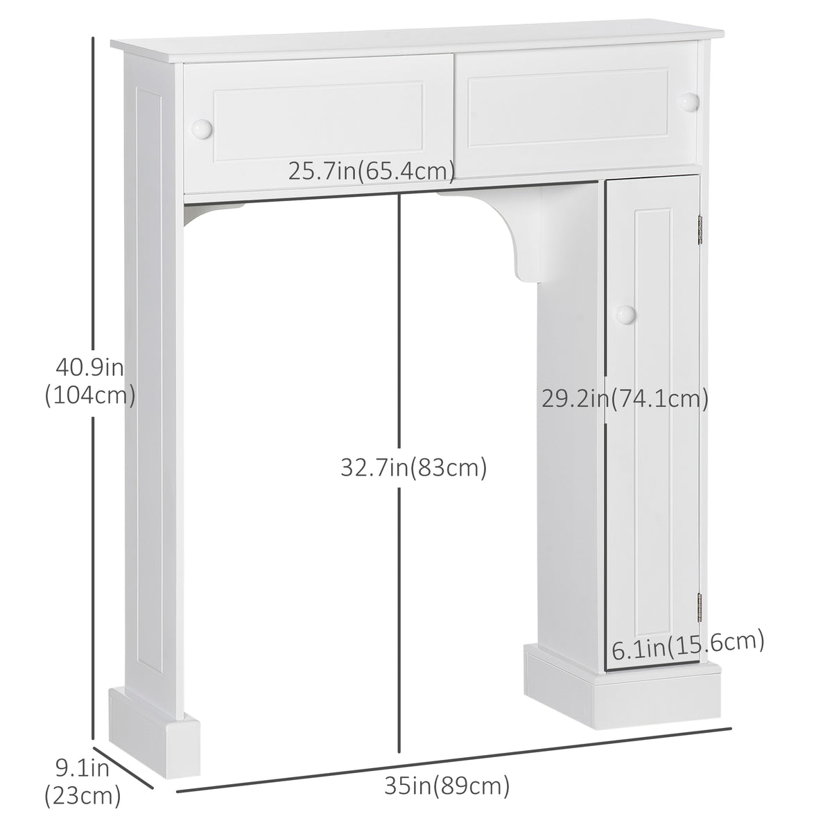Modern Over The Toilet Storage, Bathroom Cabinets Over Toilet with 2 Sliding Doors, 3 Adjustable Shelves, White