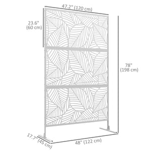6.5FT Decorative Outdoor Divider, Metal Privacy Screen with Stand, Large Leaf Style, Black – view 9