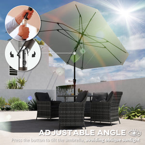 7.6FT Aluminum Patio Umbrella Parasol 8 Ribs Outdoor Market Umbrella with Crank, Push Button Tilt for Deck – view 10
