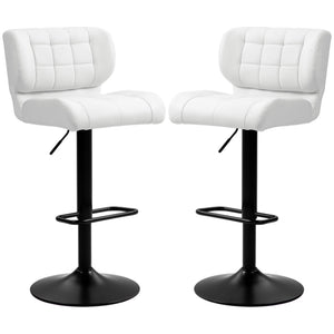 Swivel PU Leather Barstools Set of 2 Adjustable Bar Stools with Footrest Back for Kitchen Counter Dining – view 15