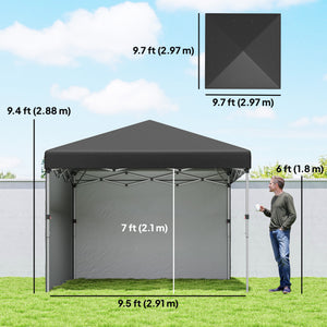 10' x 10' Pop Up Canopy with Sidewalls, Roller Bag, Height Adjustable Instant Tent for Outdoor, Garden – view 2