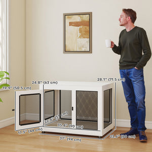 Pet Crate End Table with Water-resistant Cushion or Large Medium Dogs, Black – view 9