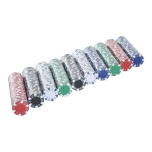 Soozier High Quality 11.5 gram Poker Chips Set with Silver Aluminum Case, 500 Striped Dice 2 Decks of Cards
