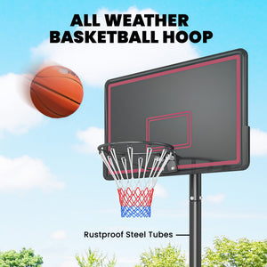 Soozier Portable Basketball Hoop Outdoor, 4.4-10ft Adjustable Height Basketball Goal with Wheels, Fillable Base
