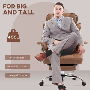 400LBS Massage Office Chair, Executive Office Chair with 6-Point Vibration, Footrest and Lumbar Support – view 11