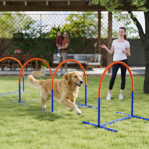 Dog Agility Training Equipment, 4 PCS Obstacle Course with Carrying Bag for Old Dogs, for Backyard, Outdoor, Blue