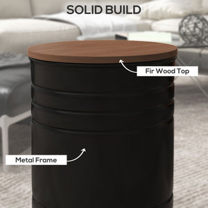Round Side Table Set of 2, Nesting Coffee Tables w/ Wooden Lid – view 5