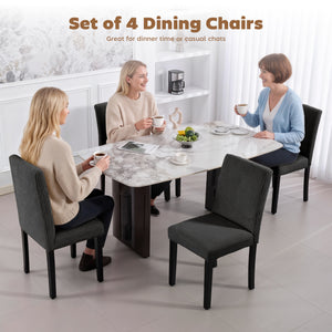 Modern Dining Chairs Set of 4, Kitchen Chairs with Rubberwood Legs and Padded Seat, Beige – view 10