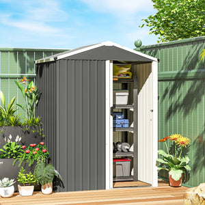 4.5 x 3ft Outdoor Storage Shed, Waterproof Metal Garden Shed with Lockable Door for Backyard, Patio, Lawn – view 14