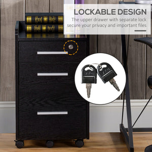 3 Drawer File Cabinet with Lock and Edged Top, Lockable Filing Cabinet on Wheels for Letter and A4 Size – view 12