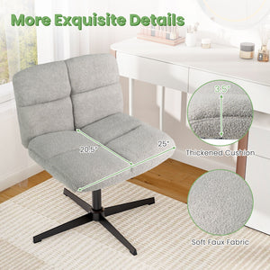 Office Armless Chair Cross Legged with Imitation Lamb Fleece and Adjustable Height-Gray view 5