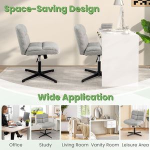 Office Armless Chair Cross Legged with Imitation Lamb Fleece and Adjustable Height-Gray view 9